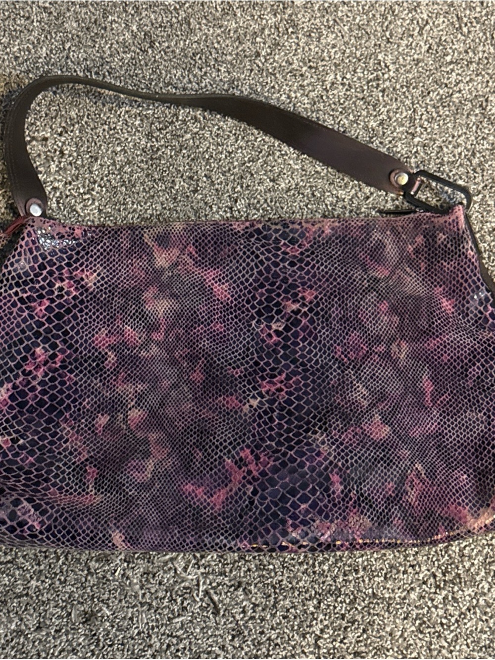 Vintage Claude Gerard Purple Snakeskin Purse Bag Paris 16.5”x10.5” France - Picture 2 of 11